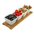 Elama Signature Elama Signature EL-232 Modern Appetizer & Condiment Server with 4 Serving Dishes & A Bamboo Serving Block - 5 Piece EL-232